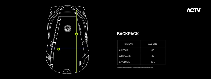 Backpack Size Chart